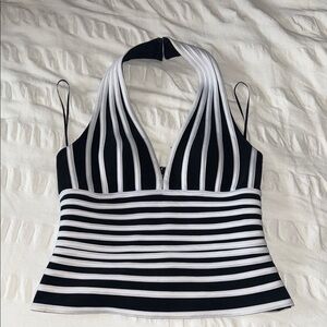 VINTAGE Caché Black and White Halter top